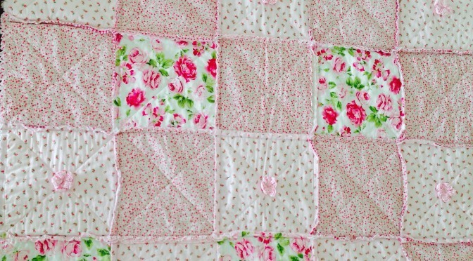 Rose Rag and Puff Throw Quilt