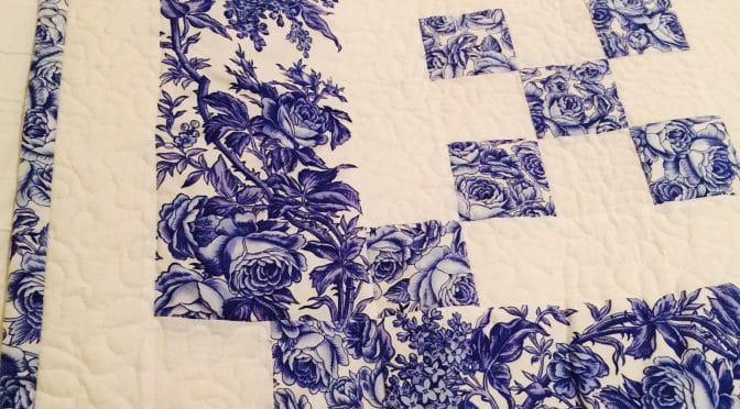 Delft Blue Chaining Nine Patch Quilt and Pattern susies-scraps.com