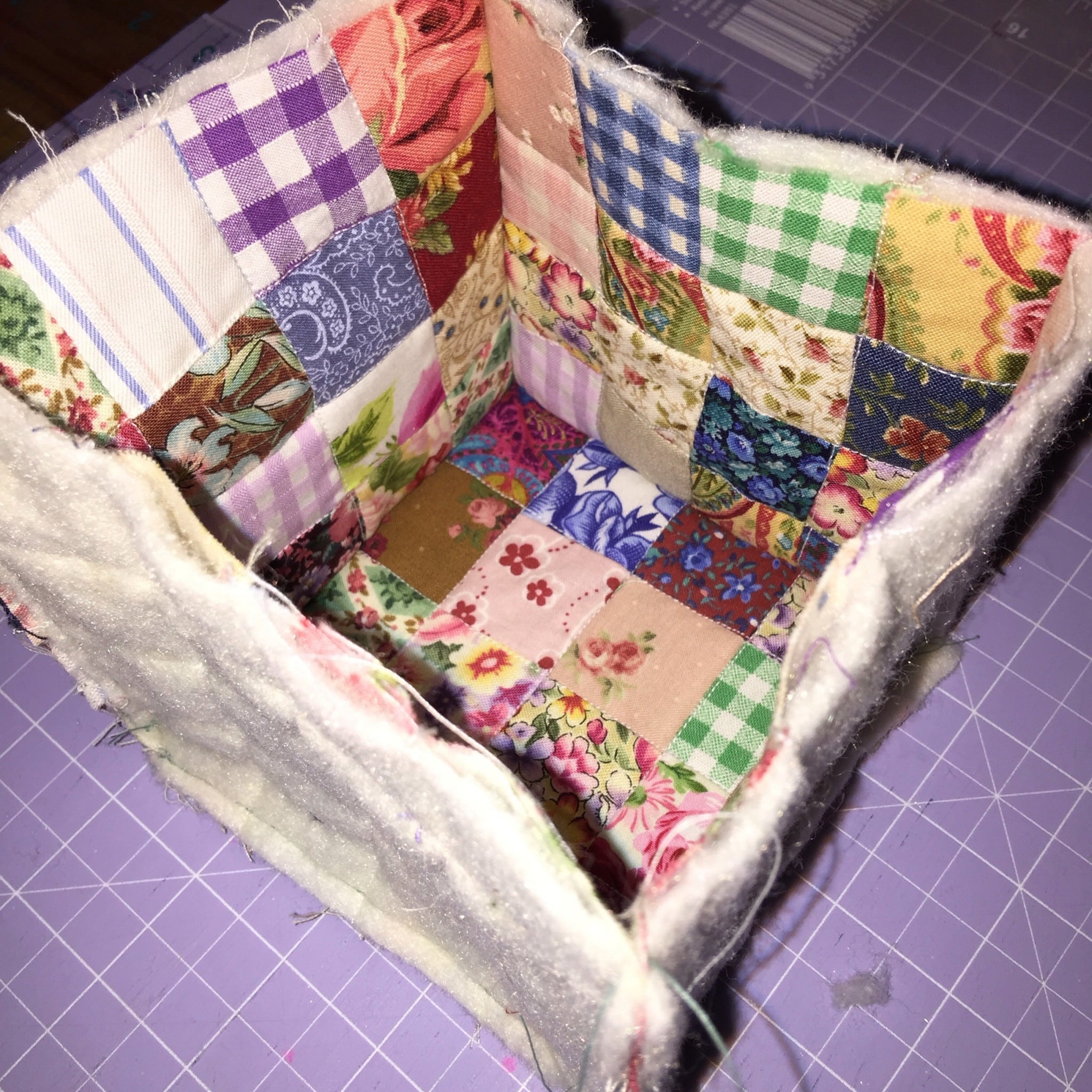 Quilted Scrap Fabric Basket