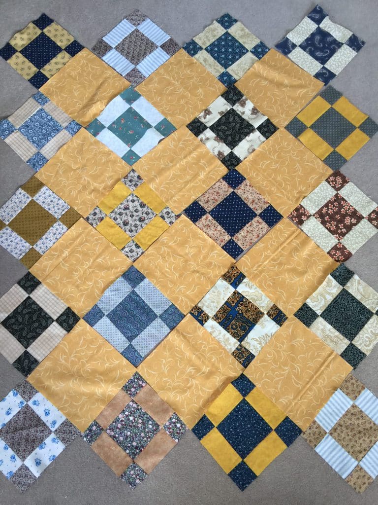 Uneven Nine Patch Quilt Pattern Antique Style | susies-scraps.com