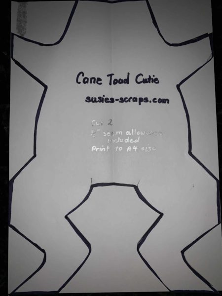 Cane Toad Cutie Bean Bag Pattern susies-scraps.com