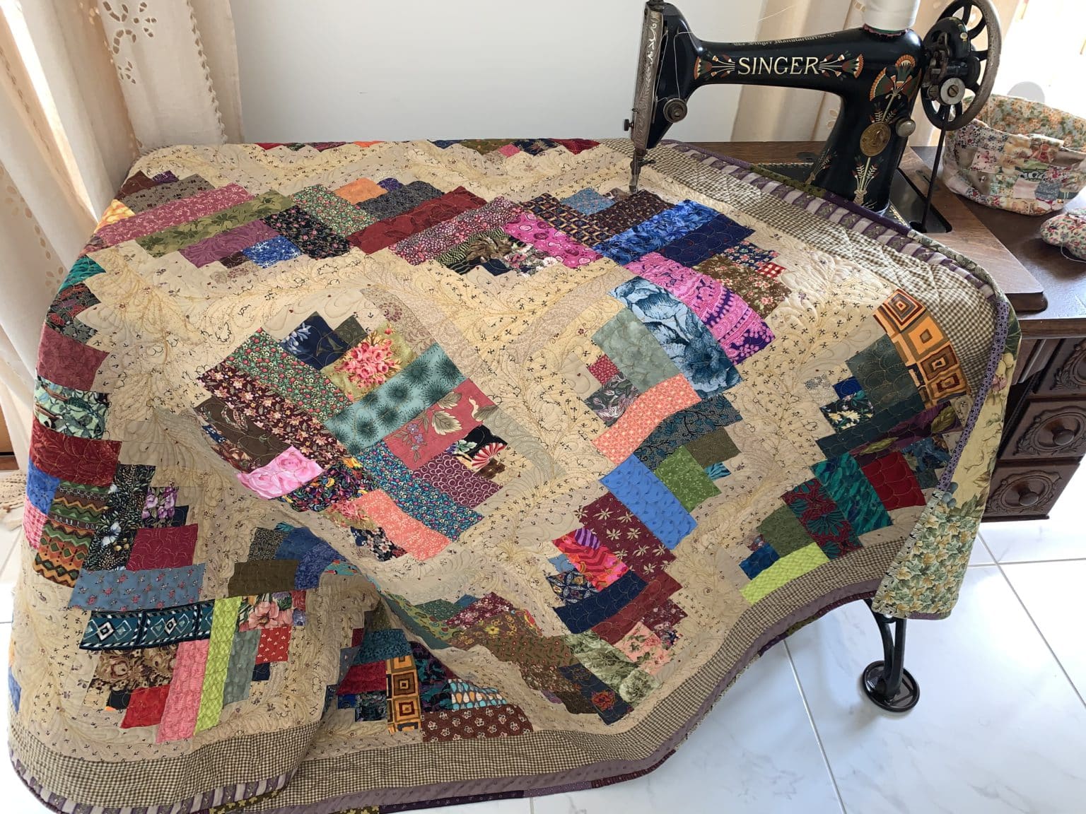 Log Cabin Free Motion Quilting