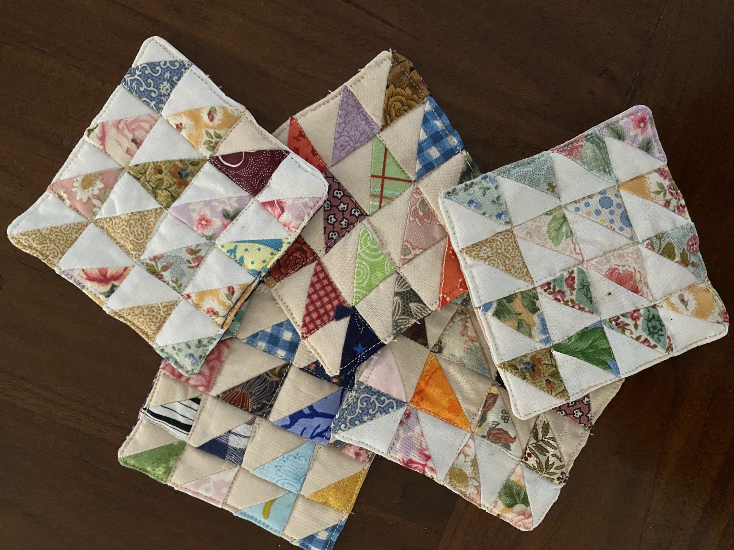 Scrappy quilted coastal coasters - susies-scraps.com