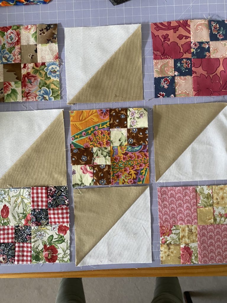 New scrappy Double four in nine patch jacobs ladder quilt block ...