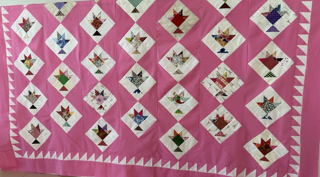 Pink Streak of Lightening Baskets Quilt and Pattern Antique Inspired