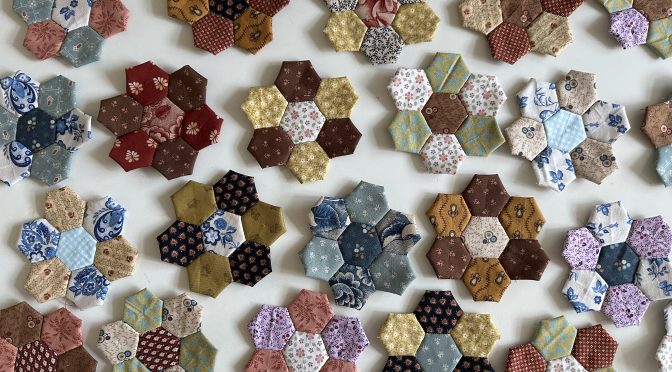 Hexagon Flowers Antique Inspired