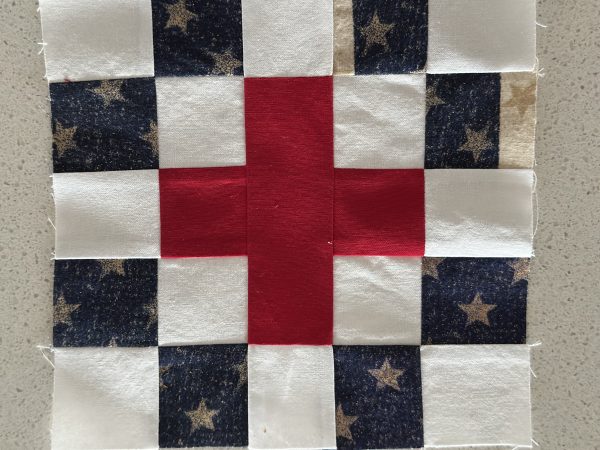 Veterans Cross Quilt Block susies-scraps.com