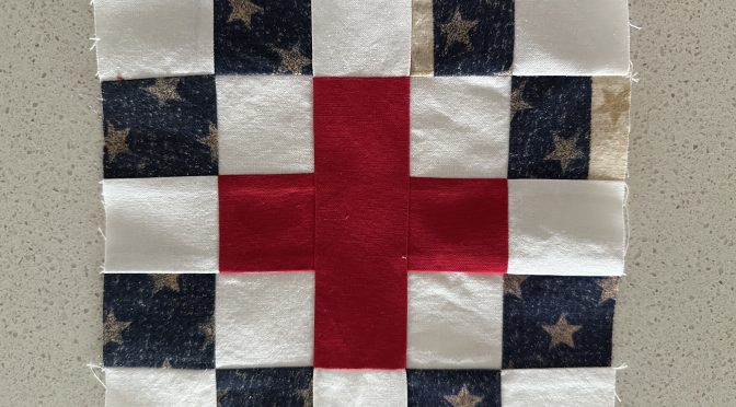 Veterans Cross Quilt Block susies-scraps.com